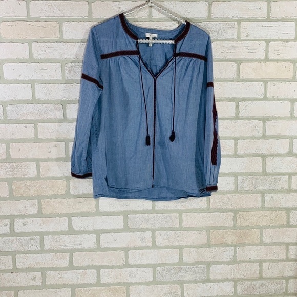Joie Marlen Embroidered Chambray Blouse Size XS - Picture 3 of 9